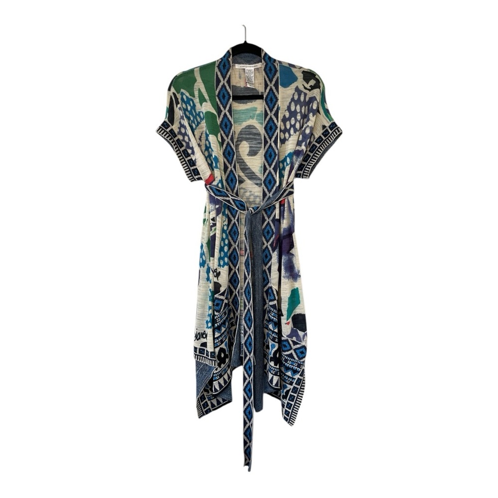 Diane Von Furstenberg Green and Blue Asymmetrical Wrap Sundress